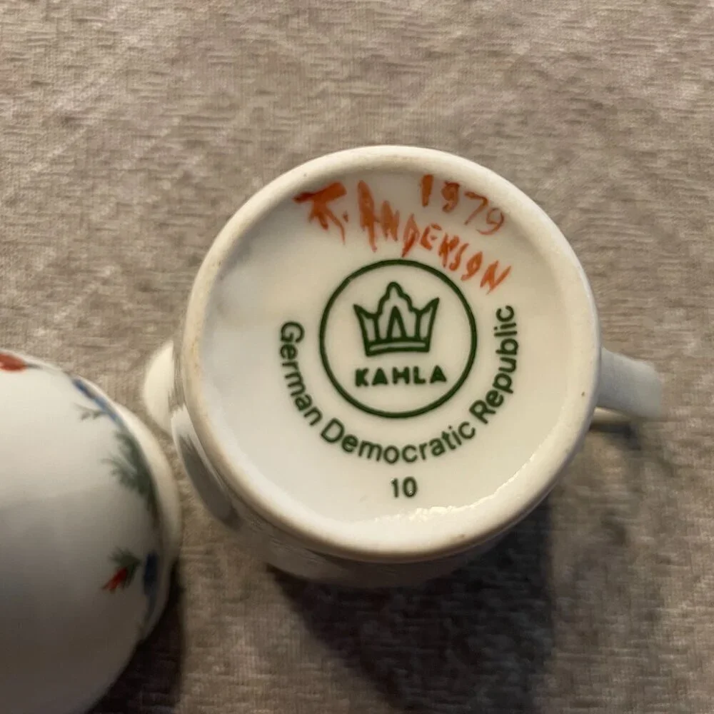 Kahla Floral Ceramic Vintage Sugar & Creamer Set Vintage Gold Rim!